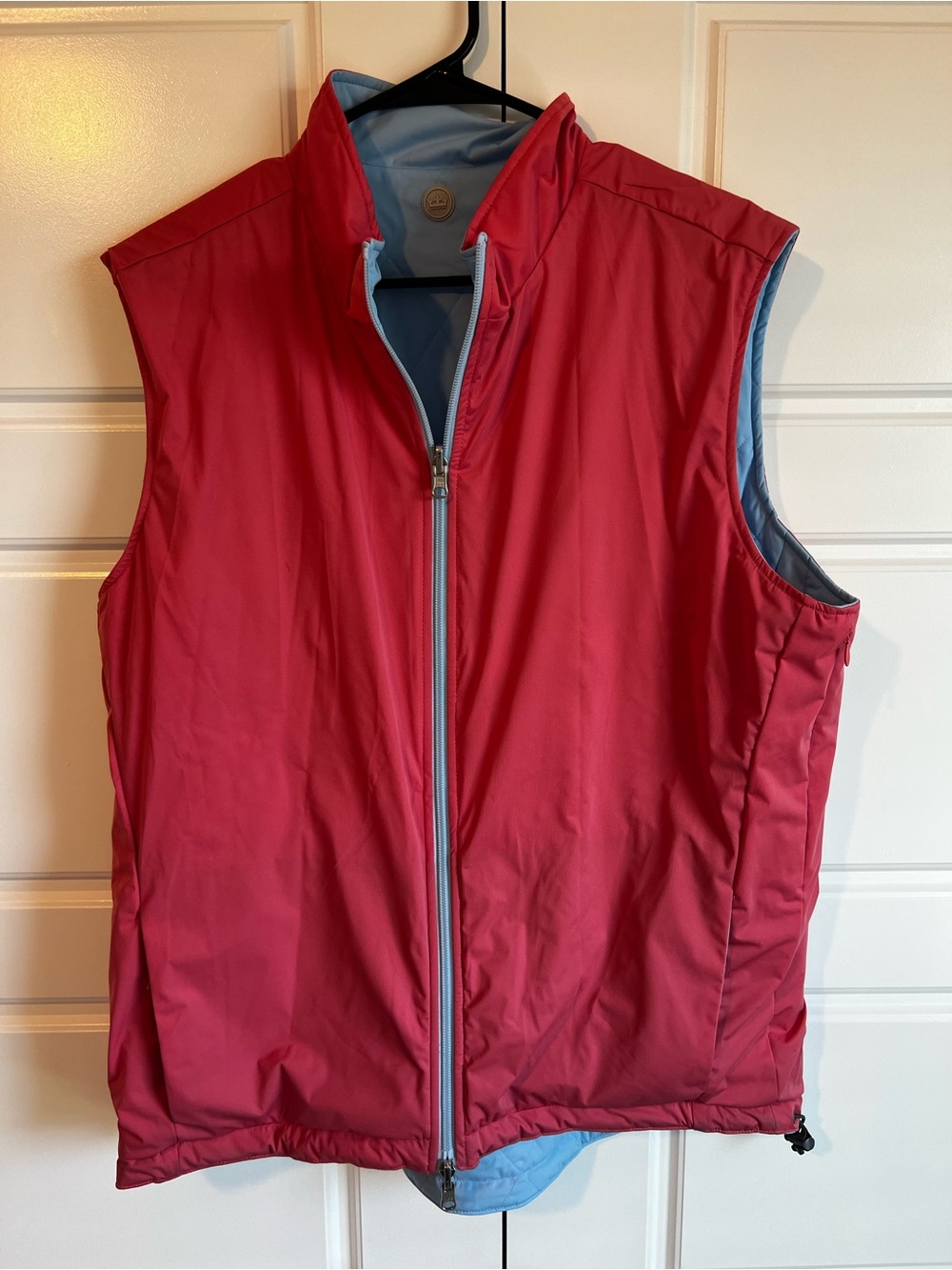 Peter Millar Salmon and Blue Lightweight Reversible Quilted Layering Vest Sz L